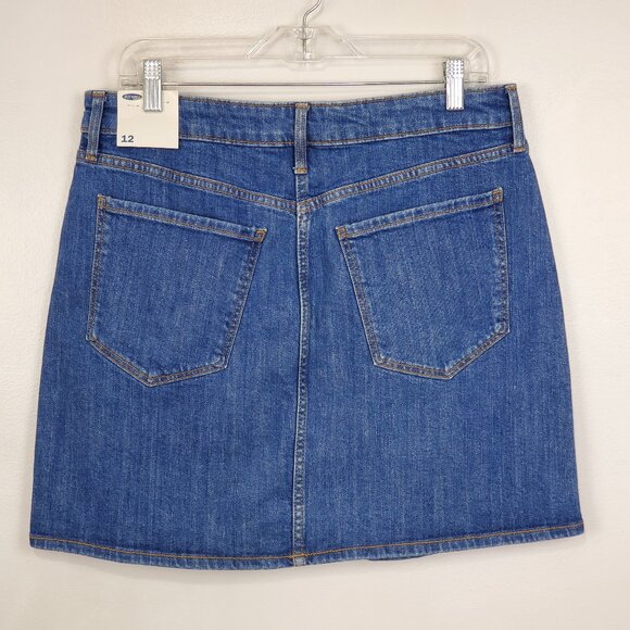Old Navy Medium Wash Denim Jean Skirt With Light Distressing NEW NWT Size 12 - Picture 4 of 8